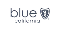 Blue California logo with a medical shield emblem featuring a caduceus symbol.