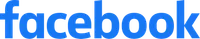 Facebook logo with blue lowercase text on a transparent background