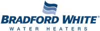 Bradford White logo representing quality water heaters with a blue color scheme and wave design.