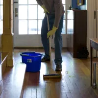 a person standing in a hallway