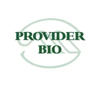 Provider Bio logo with dark green text and light green leaf icon on white background.