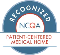 NCQA recognized Patient-Centered Medical Home badge with blue circle and red text..