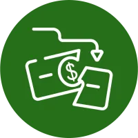 an icon of a broken dollar bill