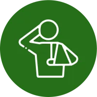 an icon of a person with a broken arm