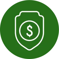 an icon of a shield with a dollar sign on it