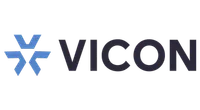 Vicon logo with blue geometric star-like icon and bold black text on transparent background