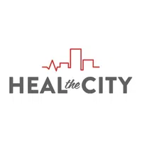 Heal the City logo with a red city skyline and heartbeat line above bold gray text.