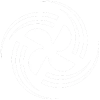 Abstract black and white circular pattern with curved lines forming a dynamic swirling vortex design.