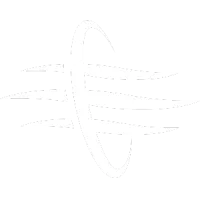Abstract white swoosh lines crossing through an elliptical ring on black background symbolizing motion and flow