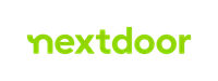 Nextdoor logo in bright green lowercase letters on a black background