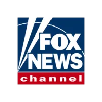 Fox News Channel logo with blue background, white text, and red banner at the bottom