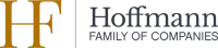 Logo of Hoffmann Family of Companies with gold HF initials and company name in dark gray text