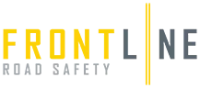 Frontline Road Safety logo with bold yellow and gray text and double yellow line graphic