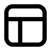 Black rounded square divided into three sections forming a grid icon on transparent background