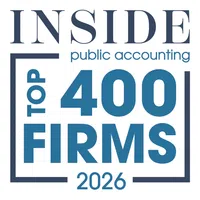 Inside Public Accounting Top 400 Firms 2026 badge with bold blue and navy text on white background
