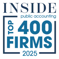 Inside Public Accounting top 400 accounting firms 2025 logo in blue and dark blue colors