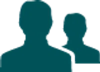 Two teal silhouette profiles representing user or person icons on a transparent background.