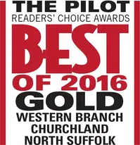 The Pilot Readers' Choice Awards Best of 2016 Gold winner badge for Western Branch, Churchland, North Suffolk.