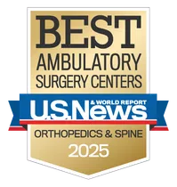 Gold badge for Best Ambulatory Surgery Centers in Orthopedics & Spine by U.S. News & World Report 2025