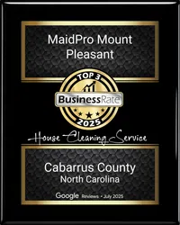 MaidPro Mount Pleasant awarded Top 3 Business Rate 2025 for house cleaning in Cabarrus County, North Carolina.