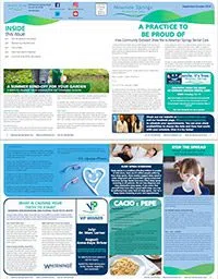 Informational flyer on allergy awareness, symptoms, and practices to manage pollen allergies and asthma.