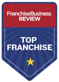 Franchise Business Review Top Franchise badge with blue background and gold star at the bottom.