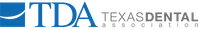 Logo of Texas Dental Association with blue TDA letters and black text