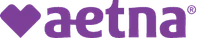 Purple Aetna logo with a heart shape followed by the company name in lowercase letters.
