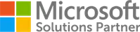 Microsoft Solutions Partner logo with colorful square icon and gray text on a white background.