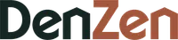 DenZen logo with black and brown colored modern typography on a transparent background.