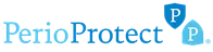 PerioProtect logo with two shield icons featuring letter P in blue gradient tones.