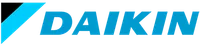Daikin company logo with blue stylized symbol and text on a transparent background