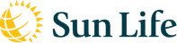 Sun Life logo featuring a stylized yellow sun graphic and dark teal text on white background