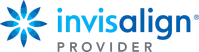 Invisalign Provider logo with blue stylized star and text in blue and gray colors on white background