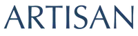 Artisan company logo with blue serif font on a transparent background