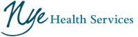 Nye Health Services logo with stylized blue 'Nye' and traditional blue serif text
