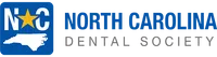 North Carolina Dental Society logo with state outline and star inside blue square