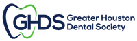 Logo of Greater Houston Dental Society featuring stylized tooth outline and bold blue text.