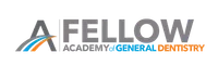 Logo of Academy of General Dentistry Fellow with stylized A and colored lines representing the organization.