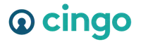 Logo of Cingo featuring a circular icon with a keyhole shape and stylized text in teal and navy colors