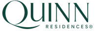 Quinn Residences logo with elegant serif typography and a swoosh underlined Q in dark green.