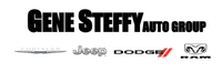 Gene Steffy Auto Group logo with Chrysler, Jeep, Dodge, and Ram brand emblems on white background