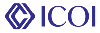 Blue geometric logo with diamond shape and connected lines next to the text ICOI.