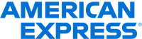 The American Express logo in bold blue lettering on a transparent background.