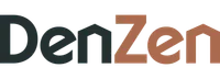 DenZen logo design with black and brown stylized text on a transparent background