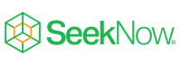 SeekNow logo featuring a green and orange geometric cube with green text on a transparent background