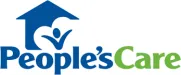 a blue logo with a white background