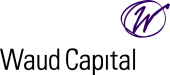 a purple logo with a black background
