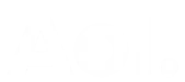 White AOL logo with bold letters and a period