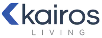 Kairos Living logo with blue stylized K and black text on a transparent background